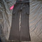 Justice Girls Black Fleece Flare Pants Size S 7 8  - New                     b7 