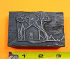 Antique Vtg One Room School House Bell Letterpress Print Type Ornament Cut Block