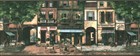 Cafe Store Front French Paris Street Scene Antique Vintage Shop Wallpaper Border