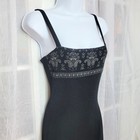 Vintage 90s Ecru Studio Midi Slip Dress Sz S Black Strappy Slinky Grunge Y2k 
