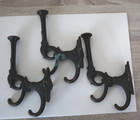 Lot 3x Antique Cast Iron Hall Tree Hook Elephant Victorian Coat Hat Rack Wall