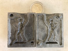 Vintage Lead Toy Mold Casting Single Cavity Metal 2pc Wwi Soldier W Rifle Walkin