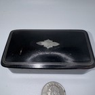 Antique Black Lacquer   Silver Design Papier Mache Snuff Box