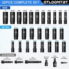 32pcs Impact Socket Set 1 2  Drive Metric   Sae Deep Sockets