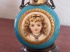 Victorian Sampson Mordan Sterling Silver Gilt Porcelain Scent Portrait London