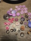Vintage Estate Lot Of 52 Purple Buttons Assorted Styles Rhinestones Crafts Sew