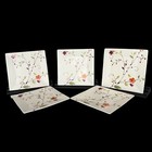 Hand Painted Set Of 5 Floral Porcelain Plates Asian Inspired 8  Square Spring