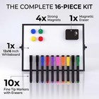 Dry Erase Whiteboard 12x16 With Stand  Magnetic Double-sided Black Board Set    