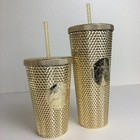 Starbucks Tumbler Cup 2022 Holiday Gold Studded 24oz 16oz 