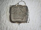 1920 s Art Deco Mesh Evening Bag Green Orange Silver Metal 