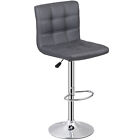 Set Of 2 Bar Stools Swivel Adjustable Pub Barstool Chairs Modern Pu Leather Gray