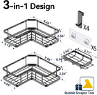 Corner Shower Caddy Organizer  3-pack Self-adhesive Rustproof Bath Shelves