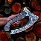 Viking Pizza Axe 12  Handmade Carbon Steel Blade Ash Wood Handle Sheath