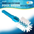 Pool Round Corner And Step Brush With Pole Handle  Nylon Bristles Scrub   Clean