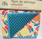 Microfiber Dish Drying Mat  Approx  12 x18   Multicolor Round Flowers  Aqua  Gr