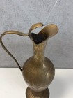 Vintage Hand Engraved Brass Ewer Pitcher Vase     Floral Persian Indian Style