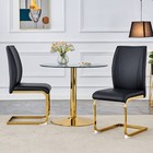 Luxury Simple Arch Chair Set Of 2 Black High Resilience Dining Chair  Metal Leg