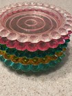 Set Of 5 Jewel Plastic Coasters Gem Rim Multicolor Barware Vintage
