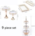 9-piece Gold Vintage Metal Cake Stands W  Plastic Imitation Pearl Dessert Table
