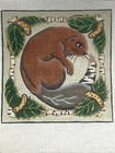 Vintage Hand Painted Needlepoint Canvas Beaver Leaves Wood 18ct 5x5  Shlr