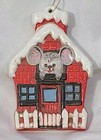 1976 Alberta Ceramic Mouse In House Christmas Ornament Mold A-60 Red Vintage 
