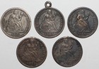 5 Love Tokens On Liberty Seated Dimes