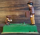 Vintage Cast Iron Monkey Mechanical Coin Bank Works
