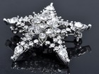 Silver Tone Clear Crystal Colored Rhinestones Twinkle Bling Star Brooch Pin