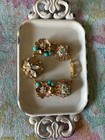 Vintage Gold Tone Pastel Earring Bracelet  Upcycled 1950 s Earring Link Bracelet