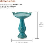 25  Tall Outdoor Ceramic Antique Pedestal Birdbath W  2 Bird Figurines Turquoise
