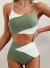 Women High Waisted Bikini Set  Tummy Control  Push Up  Green  Medium
