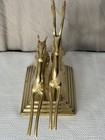 Vintage 1970 Mid Century Modern 2 Leaping Gazelles Sculpture Brass 10 