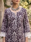 Indian Women Purple Cotton Ethnic Motifs Printed Kurta With Palazzo   Dupatta