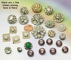 26 Vintage Rhinestone Buttons Lot Retro Old Sewing Supply Decorative Ornate