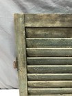 Small Pair Green 16x17 Antique House Window Wood Louvered Shutters Vtg  862-25b