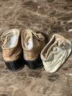 Antique Pair Of Two Tone Leather High Button Child s Shoes