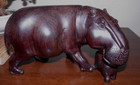 Vintage Hand Carved Hippopotamus Hippo Statue Sculpture Figure 5 h X 8 l 3 w Bin