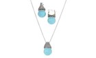 Solid 925 Sterling Silver Genuine Marcasite Turquoise Earring   Necklace Set