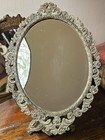 Vintage 14 1 2  Tilting Victorian Style Vanity Table Mirror Floral Oval