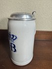 Vintage Hofbr  uhaus M  nchen Hb Beer Stein Pewter Lid German Stoneware Mug Wm