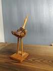 Folk Art Vintage Hand Crafted Burl Wood Original Figural Bird Mcm Decor