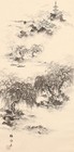 Japanese Painting Landscape Hanging Scroll Japan Antique Old Art F514