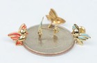 14k Yellow Gold Beautiful Enamel Bird Baby Earrings  Screw Back