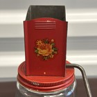 Androck Vintage Manual Nut  spice Grinder With Flowers Farmhouse Patina Red