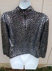 Nwt Nos 1849 Ranchwear Sm Black Silver Back Zip Mockneck Slinky Top 