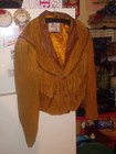Vintage 70 s Heavy Brown Suede Leather Coat Fringe Cowboy Western Wear