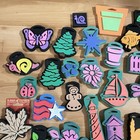Chunky Stamps   Simply Stamps Lot Of 56 Foam Block Stamps Assorted Holiday Plant