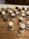 Vintage Lot Of 52 Mostly Travel Porcelain metal Souvenir Thimbles 