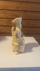 Vintage Ancient Chinese Emperor Statue Ivory Colored Carved Resin Art Figure
