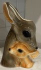 Royal Copley Vintage 1950s Mother Doe Deer   Fawn Ceramic Vase Planter Woodland